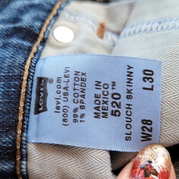 Men's 28x30 Levi 520 Slouch Skinny Blue Jeans - Picture 5 of 5